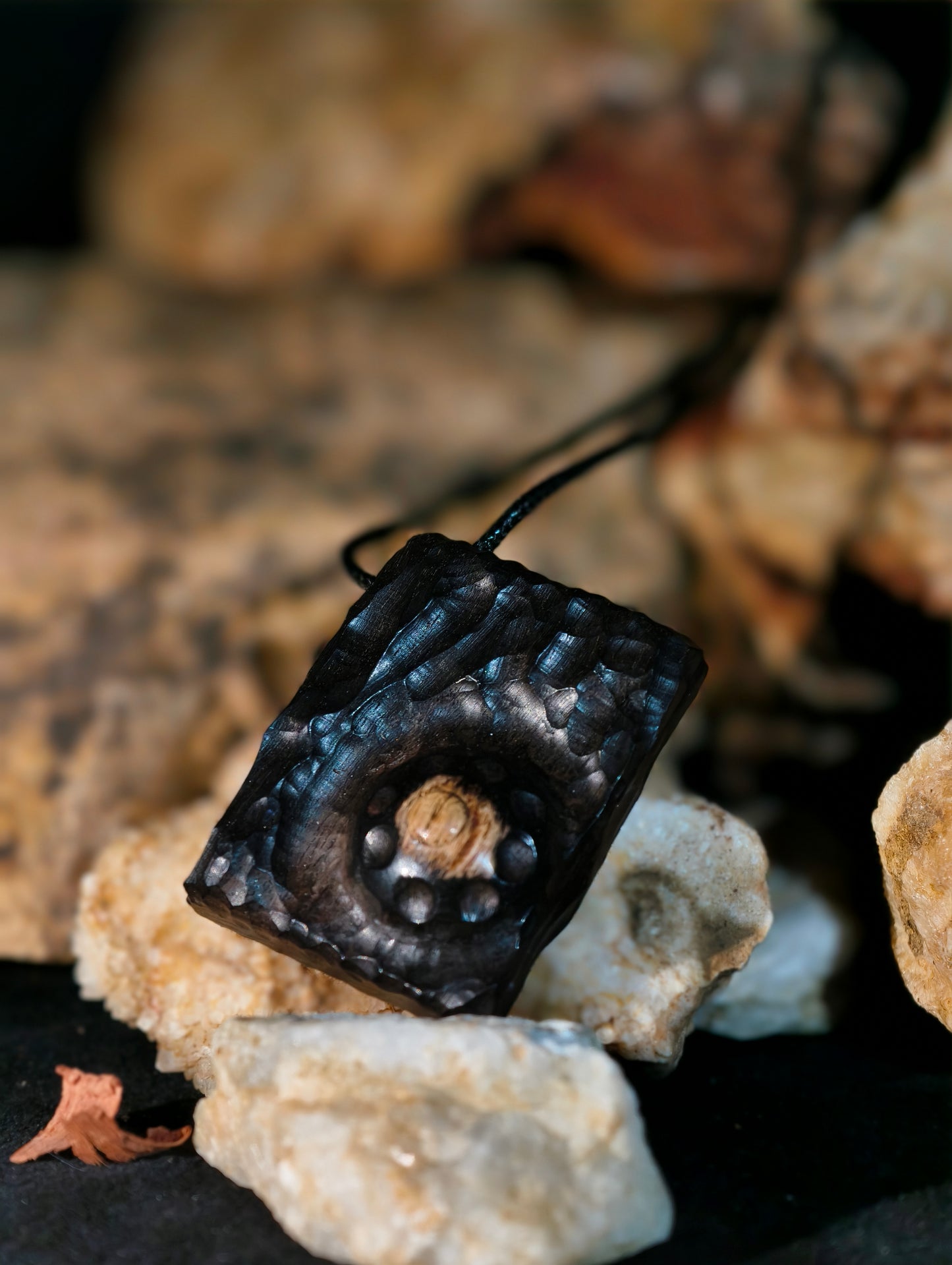 wooden pendant(black squares)
