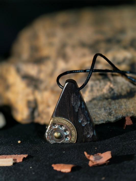 wooden pendant(black triangles)
