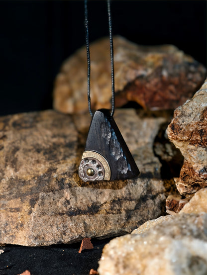 wooden pendant（black triangles)