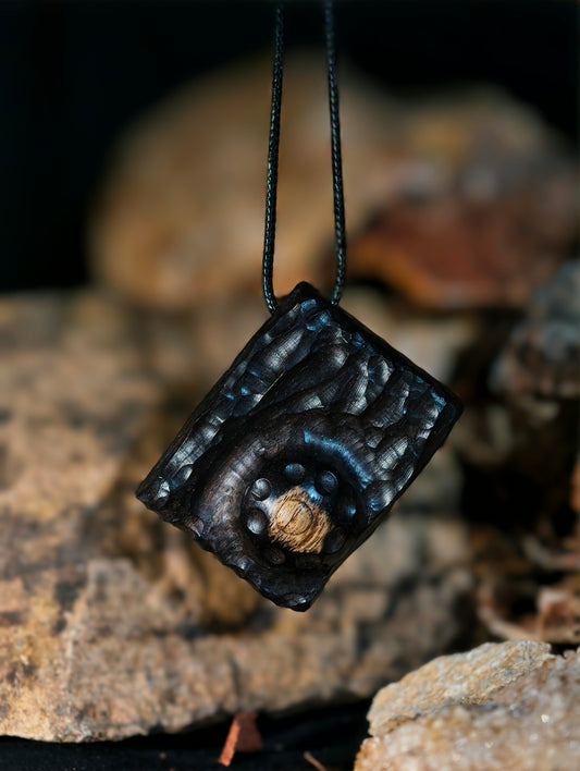 wooden pendant（black squares)