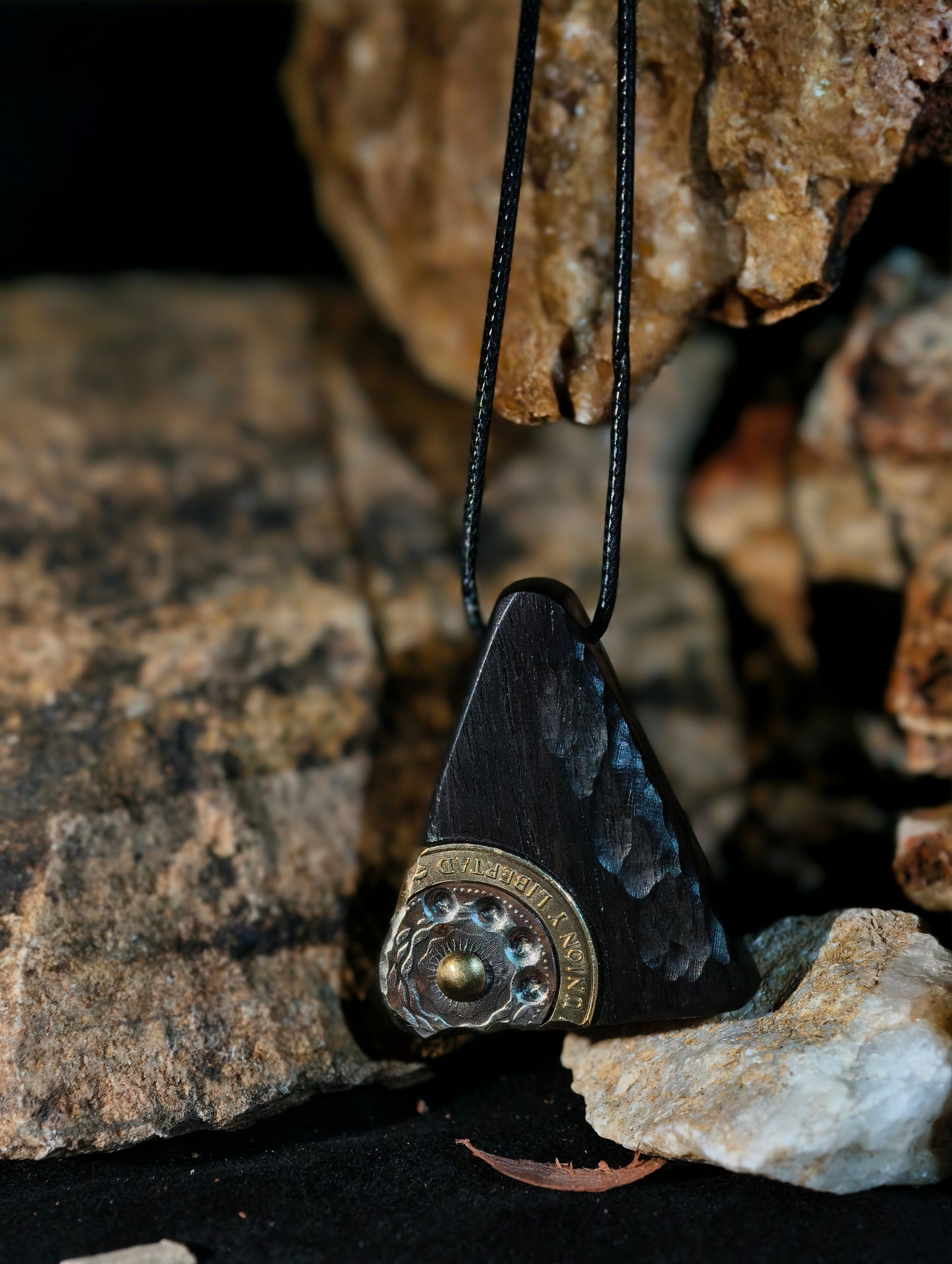 wooden pendant（black triangles)
