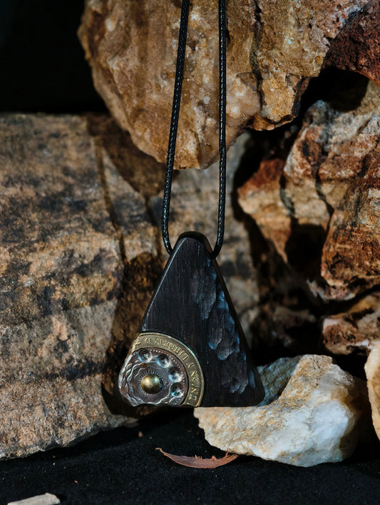 wooden pendant（black triangles)